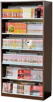 本棚　漫画棚　ダークブラウン　引き出し式　3列 Amazon｜漫画1008冊 本棚 コミック 収納力3倍のひな壇式 (幅89cm