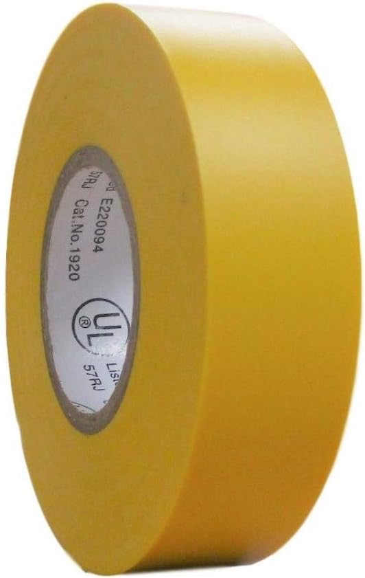 Colored Electrical Tape - PVC General Purpose - Waterproof, Flame Retardant, Rubber Based Adhesive, UL Listed - Rated for Max. 600V and 80oC Use โ 60โ x 3/4" x 0.07" (1 Pk Yellow)