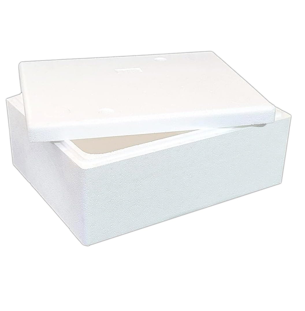 15 kg Thermocol Ice Box with Lid 50 Liter | Polystyrene Cooler box for Frozen Food, Beverage, Pharmaceutical | Multipurpose Insulated Cool Box for Fishing, Camping, Hiking, Export,Storage Outdoor Use