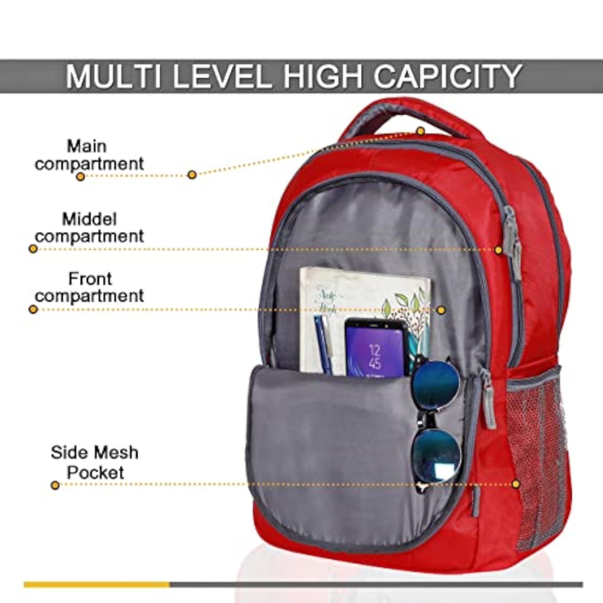 Large 45L Unisex Laptop Backpack, School & College Bag