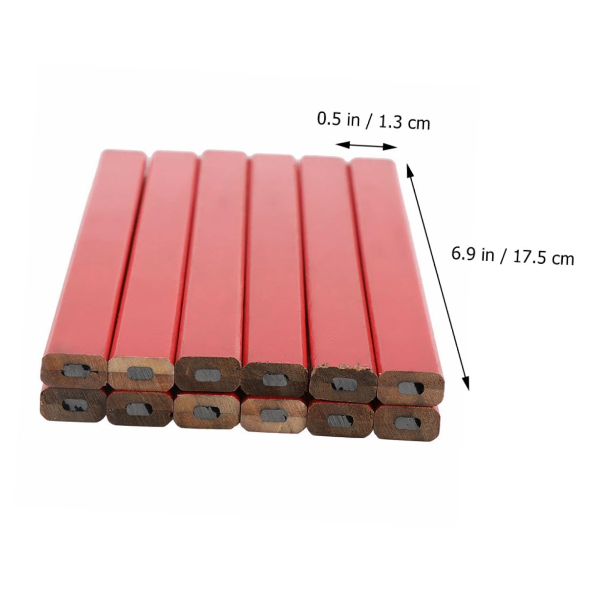 WOONEKY Crayons de Charpentier Octogonaux 72 Pièces Mine Dure Rouge Bois pour Travail du Bois Marquage Chantier Construction