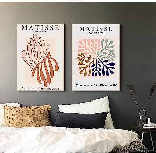 Affiche Matisse coloré feuille abstraite et courbe de femme 40x50 cm pour décoration salon
