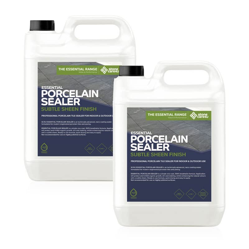 Stonecare4U Essential Porcelain Sealer (2 x 5 Litre) Professional Tile Sealer for Internal & External Use, Protects and Leaves a Subtle Sheen