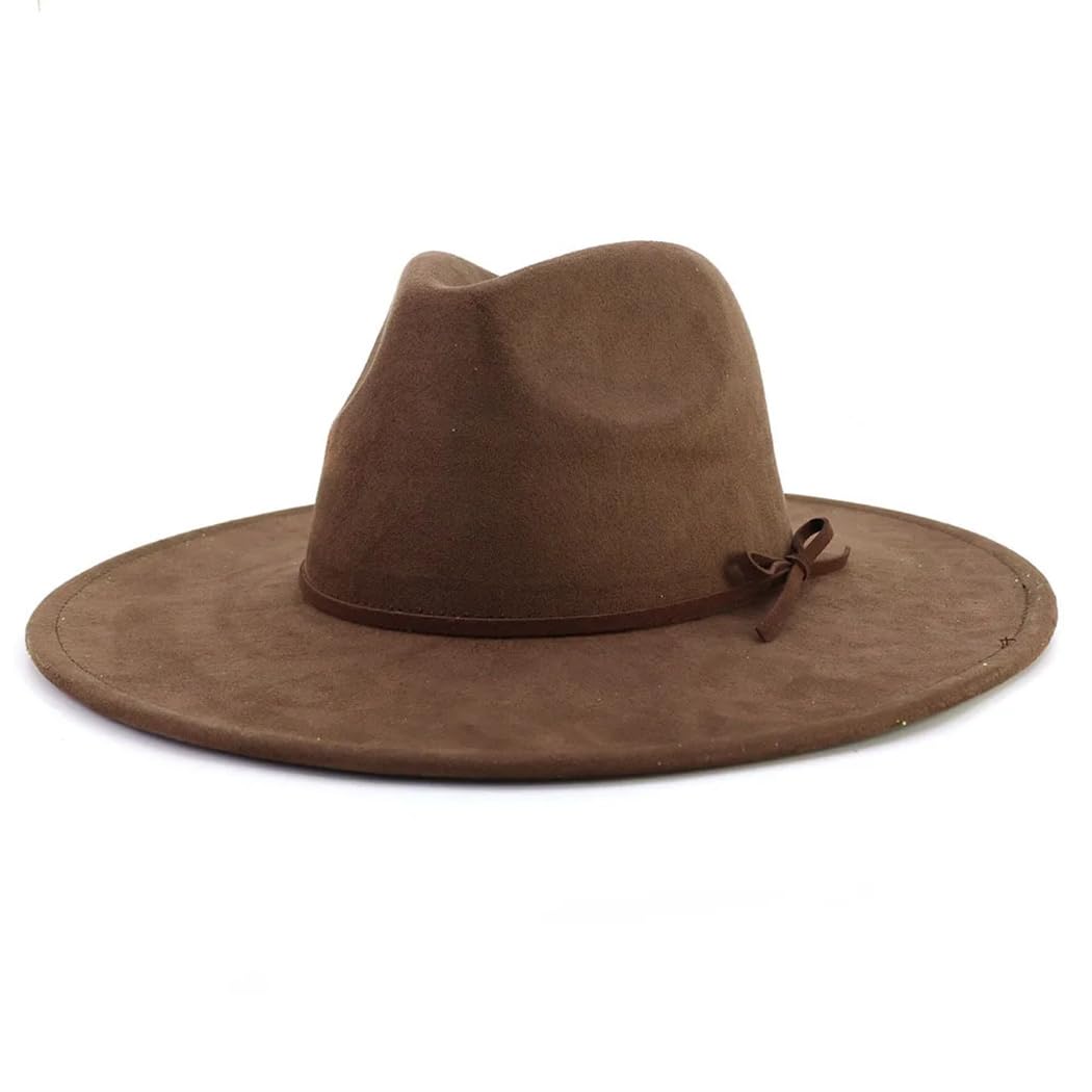 Unisex Big Brim Suede Top Hat Jazz Fedora Cappelli Donna Elegante Partito Matrimonio Feltro Cap Uomini Dress Cappelli