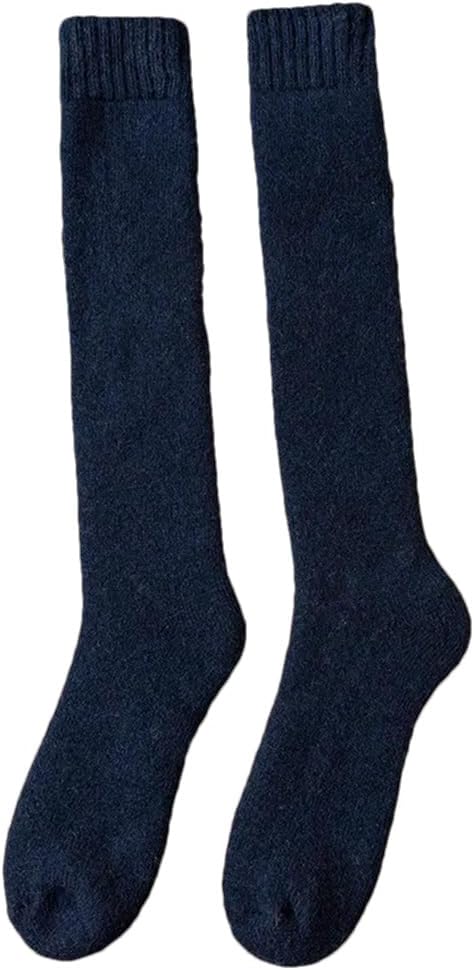 5Pairs/Lot Winter Men's Wool Socks Knee-High Socks Thick Warm Solid Color Soft Comfort Snow Socks