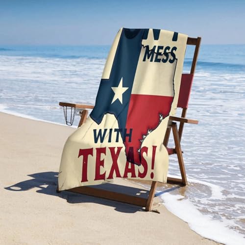 CFZZNYESQF Adults Large Size Dont Mess with Texas Vintage Retro Texas Flag Bath Towel, Sand Proof Towels, Beach Towels for Outdoor Travel Gym Bathroom Swimming Essentials