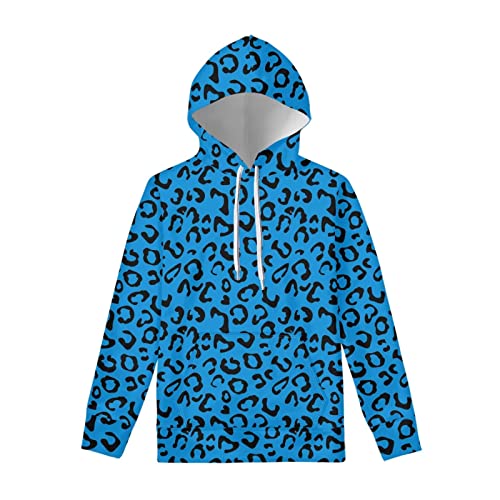 Sweat à capuche bleu léopard pour homme en taille 5XL décontracté