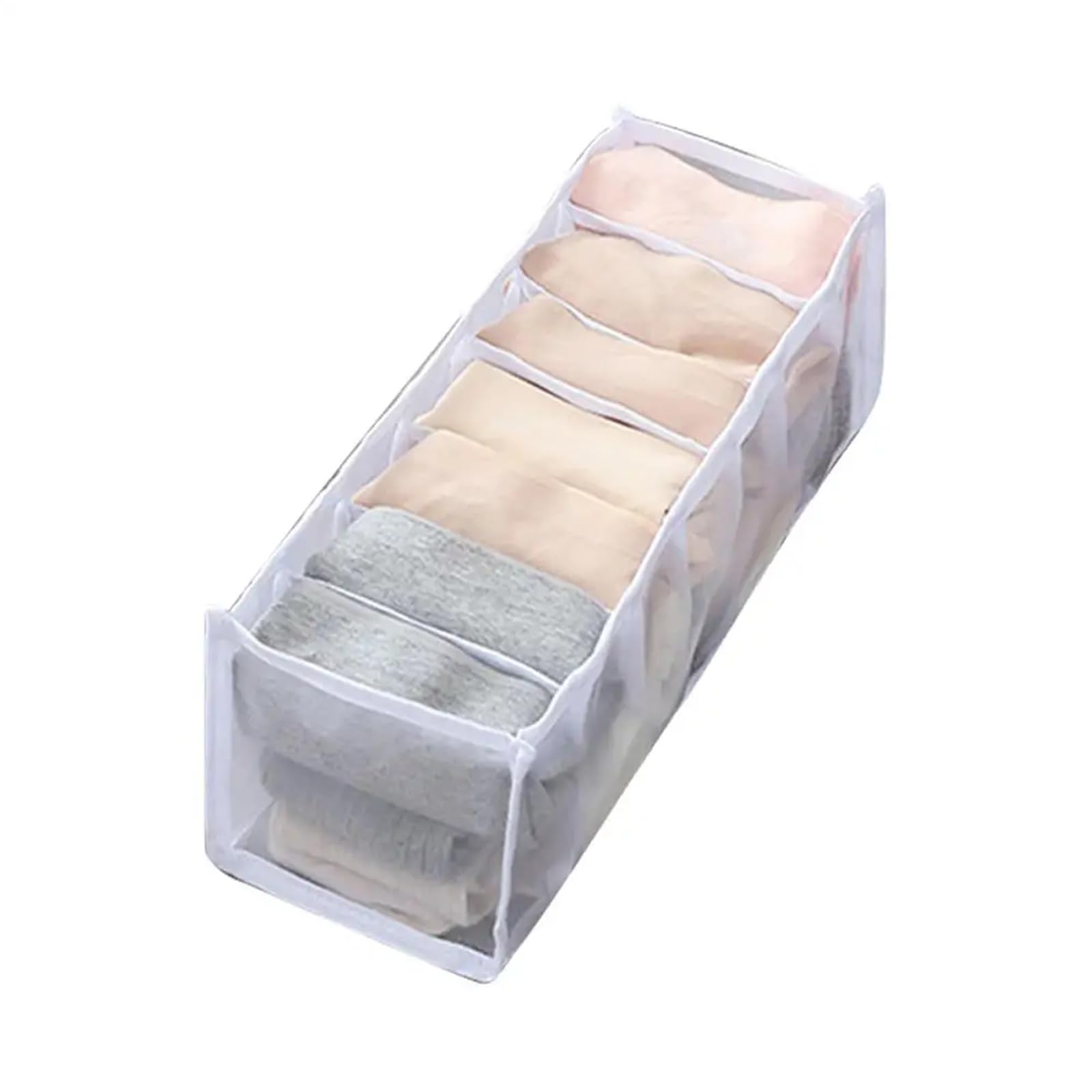 LADFRTYU Sock Storage Box Jeans Storage Box Closet Wardrobe Clothes Compartment Boxes Drawer Socks Separation Organizer Pants(White 7grids)