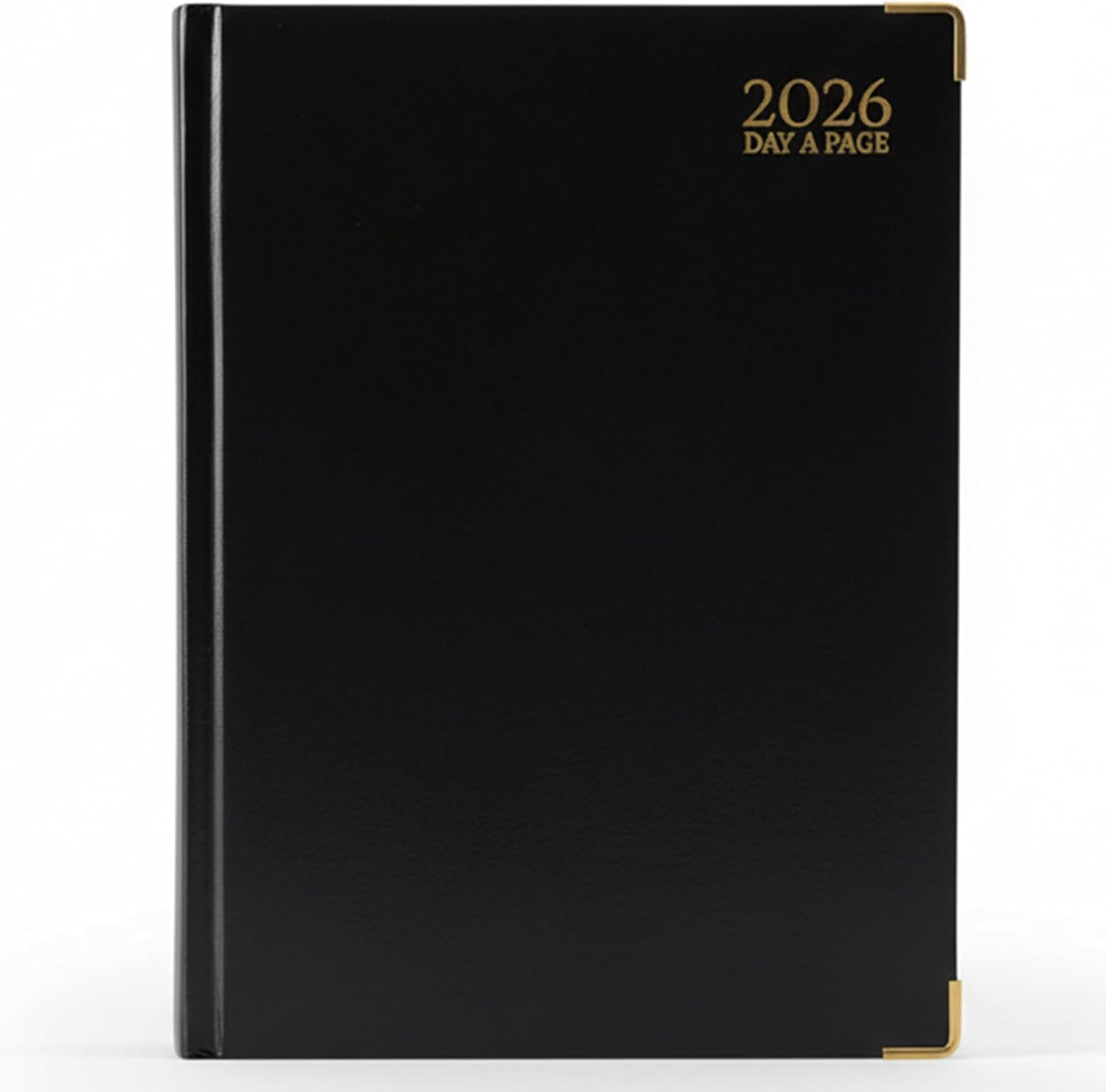 – A5 Day A Page Diary Black 2026 | Hardback Cover | Gilt Edges