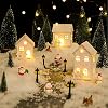 17 Pcs Christmas Village Sets Christmas Village Accessories Christmas Village Houses Lighted LED Christmas Village Scene…