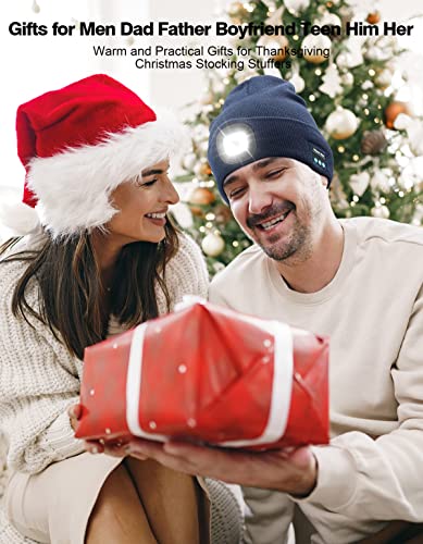 Unisex Bluetooth Beanie Hat With Light, Upgraded Musical Knitted Cap With Headphone And Built-In Stereo Speakers & Mic, Led Hat For Running Hiking, For Men Women Dad (Black) #TOP5