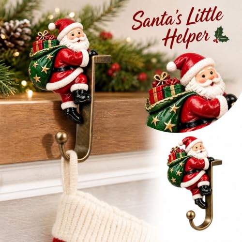 Christmas Stocking Holder for Mantel 3D Metal Fireplace Hook Hanger 2026 - image 3