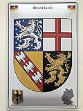 Blechschild 20x30cm gewölbt Saarland Wappen Deko Geschenk Schild