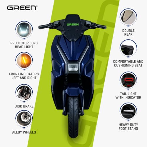 Image of Green Polo Low Speed Electric Scooter Non RTO with Portable Charger (80 KM - Blue)