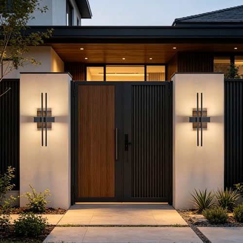 Image of 15Inch Small Outside Lights High-End Black Wall Scones IP65 Waterproof Anti-Rust Garage Lights, Elegant Outdoor Lamp for House Porch Patio Garage Front Door,Outdoor Wall Lighting Fixtures