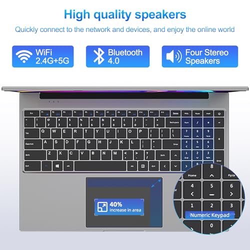 Laptop 16", 16GB RAM 512GB SSD, FHD IPS 1920x1200 Display, Quad Core N CPU, Notebook Computer with 4 Stereo Speakers, Cooling System, 38Wh Battery, Numeric Keypad, USB3.0*2, Business Student Laptops. - Image 6