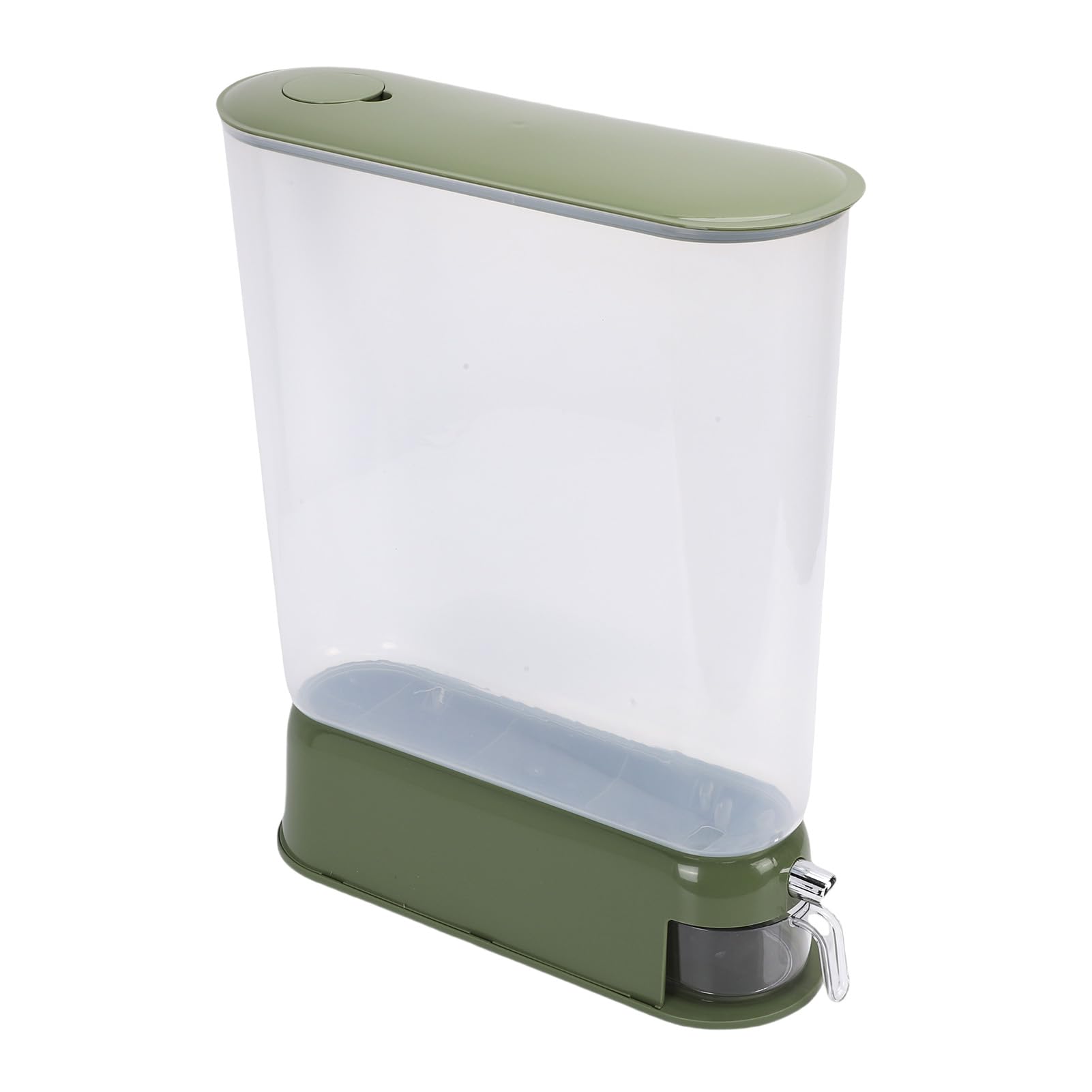 Pissente Green Rice Dispenser, Automatic Rice Container With Airtight Seal, 10Kg/22Lb Storage Capacity For Grains And Beans, Press Button Dispensing, Modern Slim Design (Green)