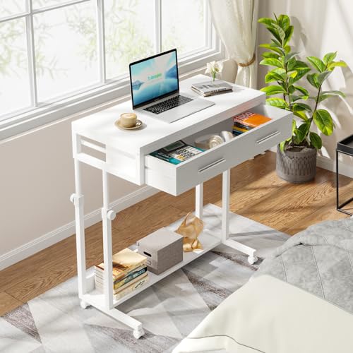 Tribesigns Portable Desk with Drawers, Mobile Laptop Desk with Wh...
