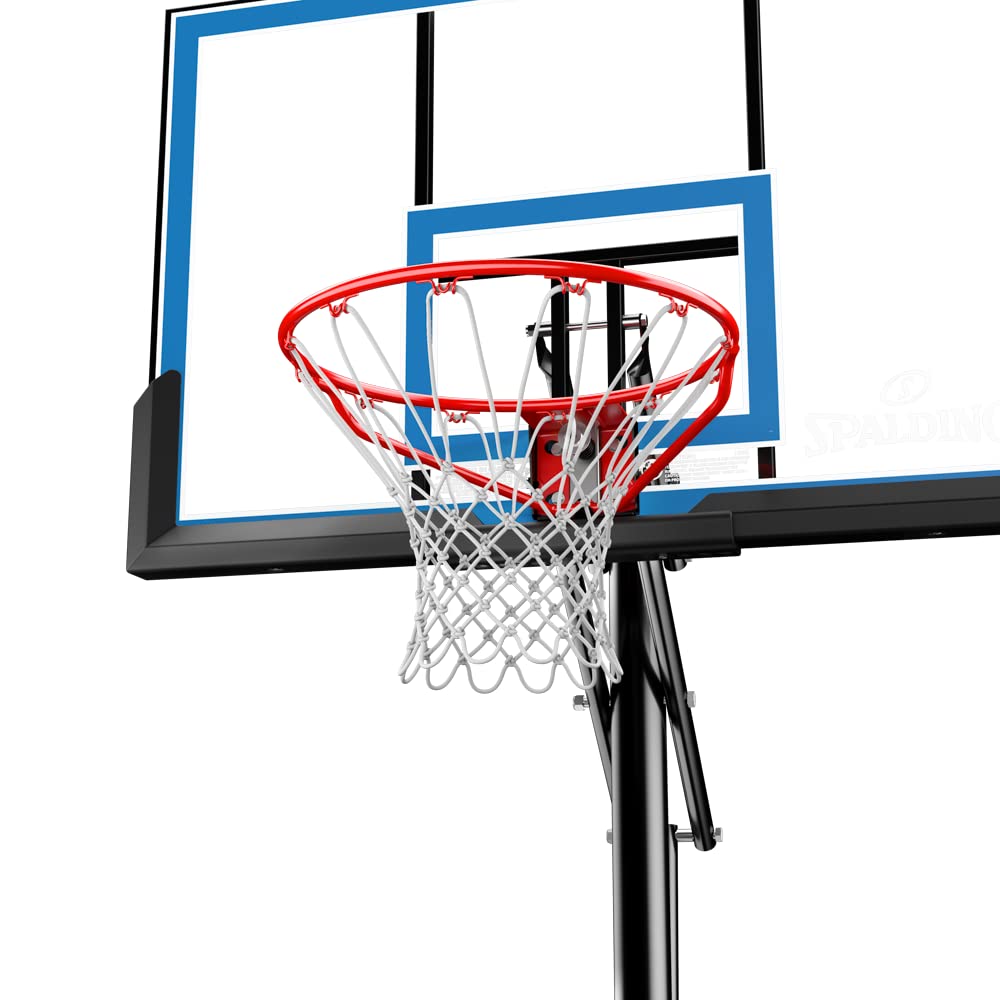 Spalding Gametime Series Hoop - Canestro da basket - Dimensioni 122 cm - Piano in policarbonato - Regolazione dell'altezza - Slam Jam incluso - Elevazione preimpostata Pro Glide