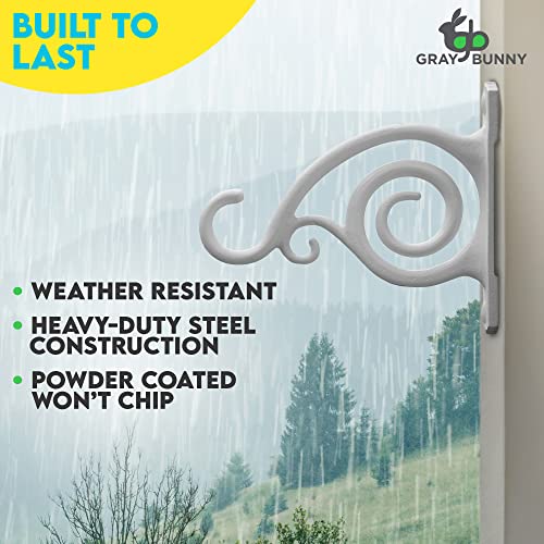 Gray Bunny Outdoor Plant Hanger Hook, 6” Large Victorian Heavy Duty Iron Wall Hooks For Bird Feeders, Lanterns, Wind Chimes, Patio Decor - White #TOP2