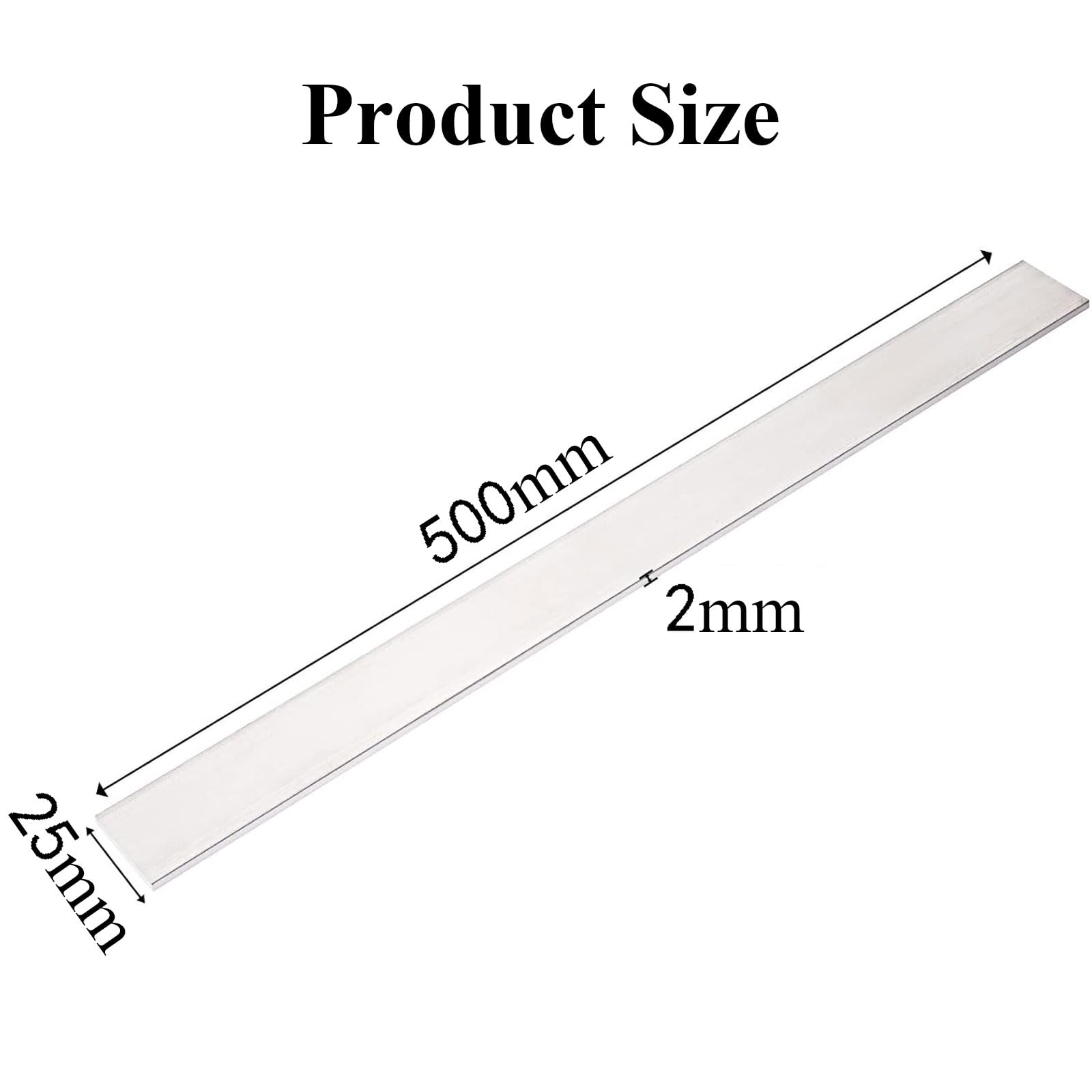 5 szt. Płaskownika aluminiowego 6061 - grubość 2 mm, wszechstronna płaska płyta aluminiowa do rzemiosła i przemysłu(2x25x500mm)