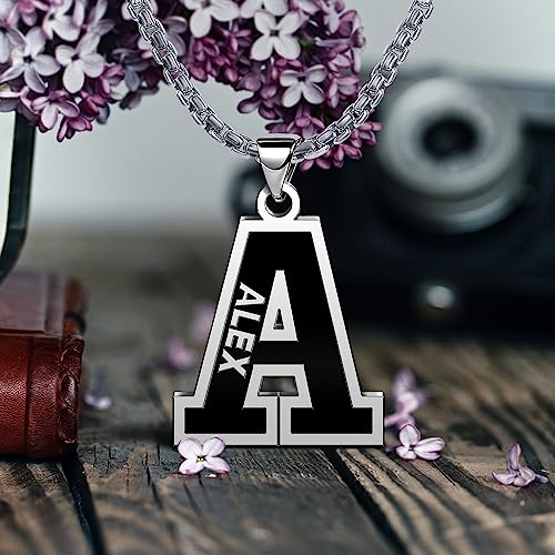 A-Z Letter Pendant Initial Necklaces for Men Monogram Letter Necklace Stainless Steel2