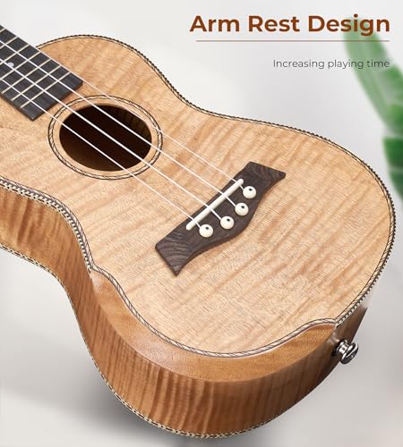 vangoa concert ukulele 23 inch ukelele kit arm rest ukulele okoume wood four string wooden hawaiian starter uke for beginners professional adults