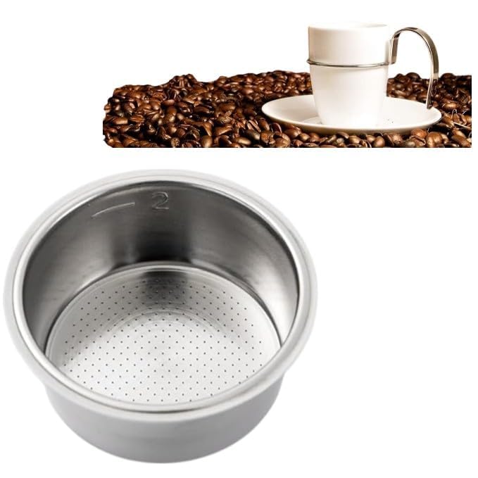Image of THW 51mm Coffee Strainer Basket, 2 Cups, Double Layer Stainless Steel Print Coffee Filter Basket, Bottomless Portafilter, Espresso Machine Accessories (1 pc only)