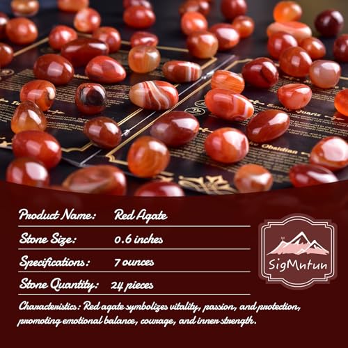Image of Red Agate Healing Crystal Stone Set - 24 Pieces, 0.6 inch Natural & Polished Stones for Healing, Meditation, Reiki, Chakra, Crafting & Decoration