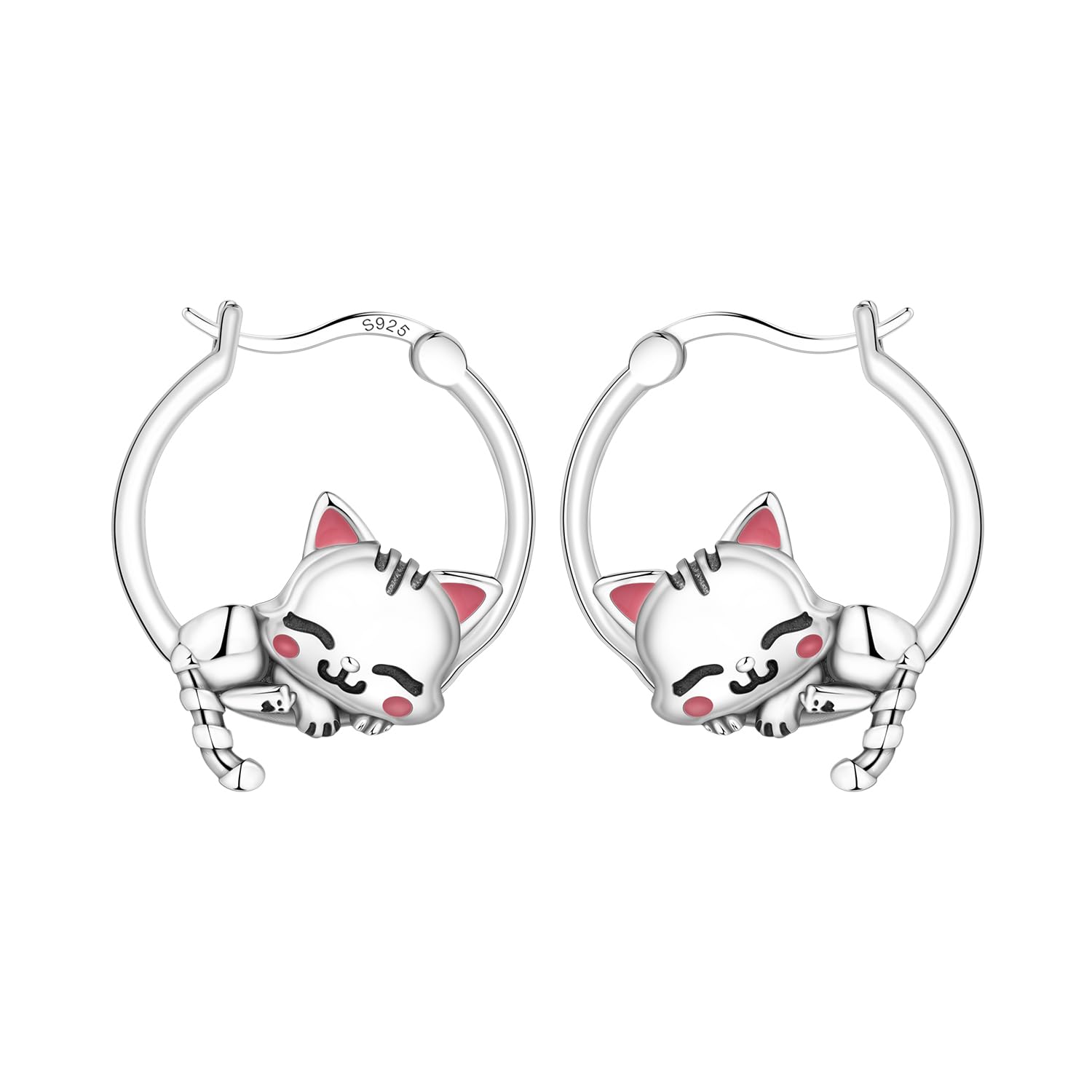 Pendientes de aro de plata de ley 925 para mujer, hipoalergénicos, estilo huggie — view 10