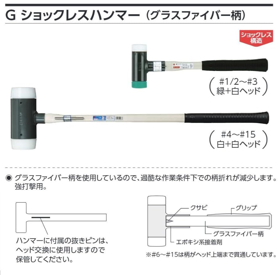 【特価セール】OH グラスショックレスハンマー#1 OS30G Amazon | OH グラスショックレスハンマー#1 OS30G | プラスチックハンマー