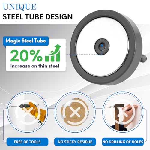 Image of Neosmuk Magnetic Hooks Steel Tube Design for Cruise,100lb+ Grey,10 Pack | Cruise Ship Essentials,Heavy Duty Magnett Hooks for Cabins, Refrigerator, Grill, Hanging, and Travel Extra Strong Must-Haves