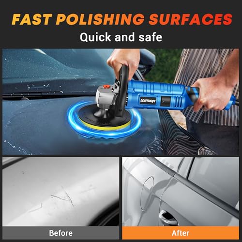 Image of LDHTHOPI 1600W Buffer Polisher, 6 /7 inch Polishing Machine with 1000-3000 RPM 7 Adjustable Speeds /Detachable Handle Waxer, Car Polisher for Auto Detailing, Waxing, Paint Correction