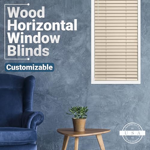 Tailorview T-2IN-CORTWD-AL Customizable Wood Horizontal Cordless Window Blinds - 2 Inch Slats - Alabaster thumb #2