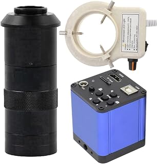 1080P High Definition Microscope Camera Digital Microscope HDMI USB & 100X C-Mount Lens Whit 56-LED Adjustable Ring Light