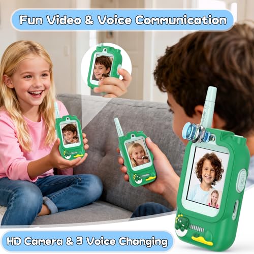 Image of Walkie Talkies for Kids Pack of 2, Rechargeable Long Range Two Way Radios Toys for Boys Girls Age 3-5, Outdoor Adventure Camping Hiking, Birthday with Pink Blue Design