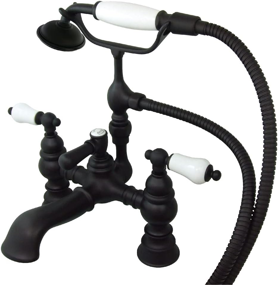 Kingston Brass CC1156T5 Vintage 7-Inch Deck Mount Tub Faucet with Hand Shower, Oil Rubbed Bronze