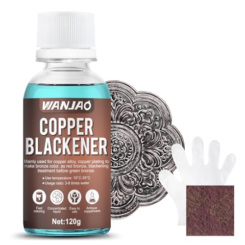 WANJAO Brass Black Brass Blackening Solution Metal Finishing Solution Fast Coloring Can Be Soaked and Wiped for Blacken or Antique brass Copper Bronze Parts 120g