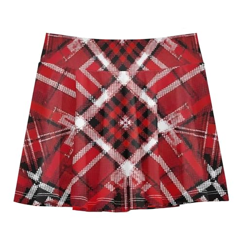 Joisal Kids Tennis Skirts Red Plaid Tartan Xmas Girls Skorts Athletic Shorts Preppy Pleated 4t