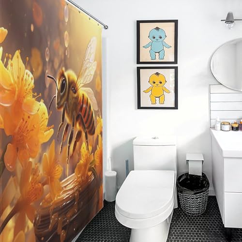 Rideau de douche abeille de qualité supérieure en polyester lavable durable