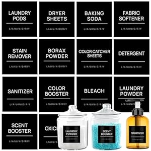 HVSWLY Laundry Labels for Jars,14 PCS Minimalist Laundry Room Sticker Labels,Removable Waterproof Labels for Laundry Containers,Home Storage Organization(Black)