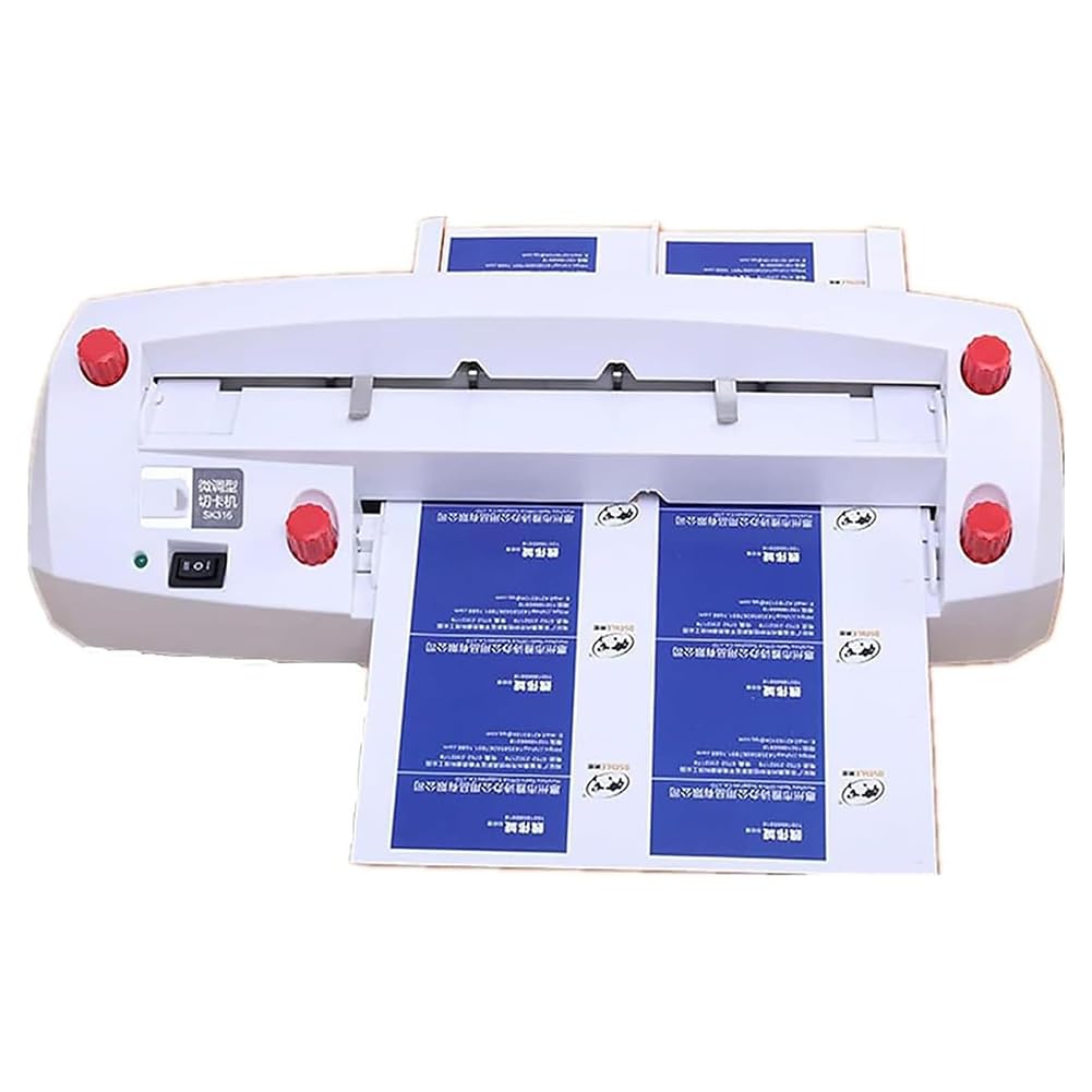 Taglierina elettrica per biglietti da visita, tagliacarte da ufficio con 9 set di lame, induzione automatica, posizione regolabile 1-18 mm, design avanti/indietro, senza sbavature