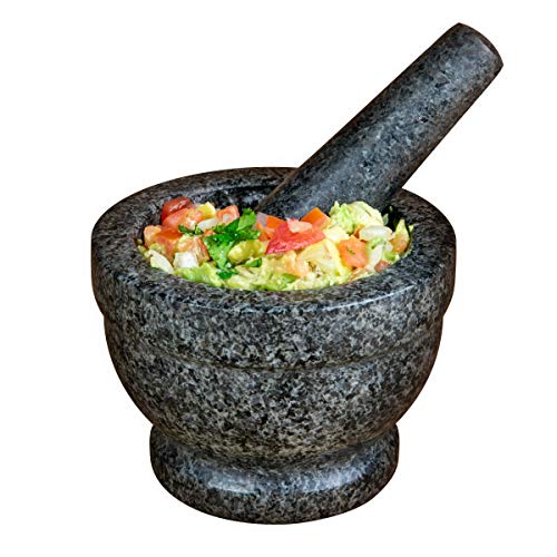 Taco Tuesday 5-Inch Granite Mortar & Pestle, Perfect For Salsa, Guacamole, Hummus, Pesto, Nuts, Herbs, Spices, Pills, 1.5 Cup Capacity, Grey Taco Tuesday 5-Inch Granite Mortar & Pestle, Perfect For Salsa, Guacamole, Hummus, Pesto, Nuts, Herbs, Spices, Pills, 1.5 Cup Capacity, Grey