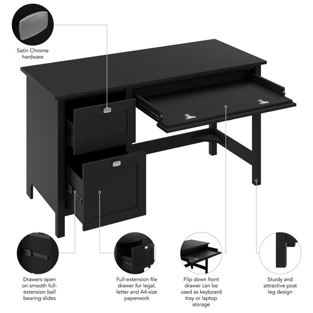 Diagram highlighting features of the Bush Furniture Broadview Desk