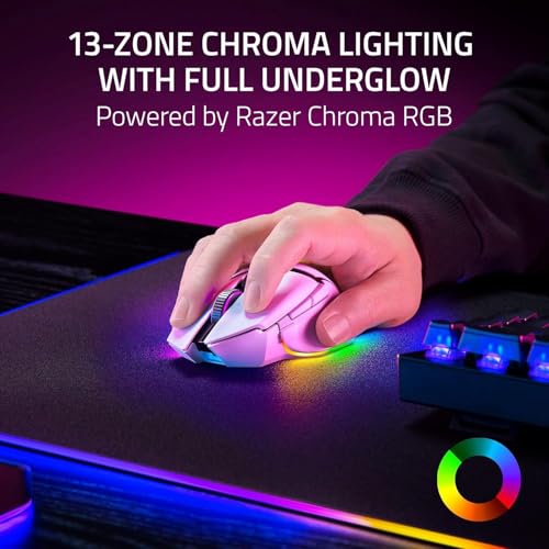 Image of Razer Basilisk V3 Pro 35K Wireless Gaming Mouse: HyperScroll Tilt Wheel - 35K DPI Optical Sensor Gen 2-13 Customizable Controls - Chroma RGB - Optical Switches Gen 3 - Up to 140 Hr Battery - White