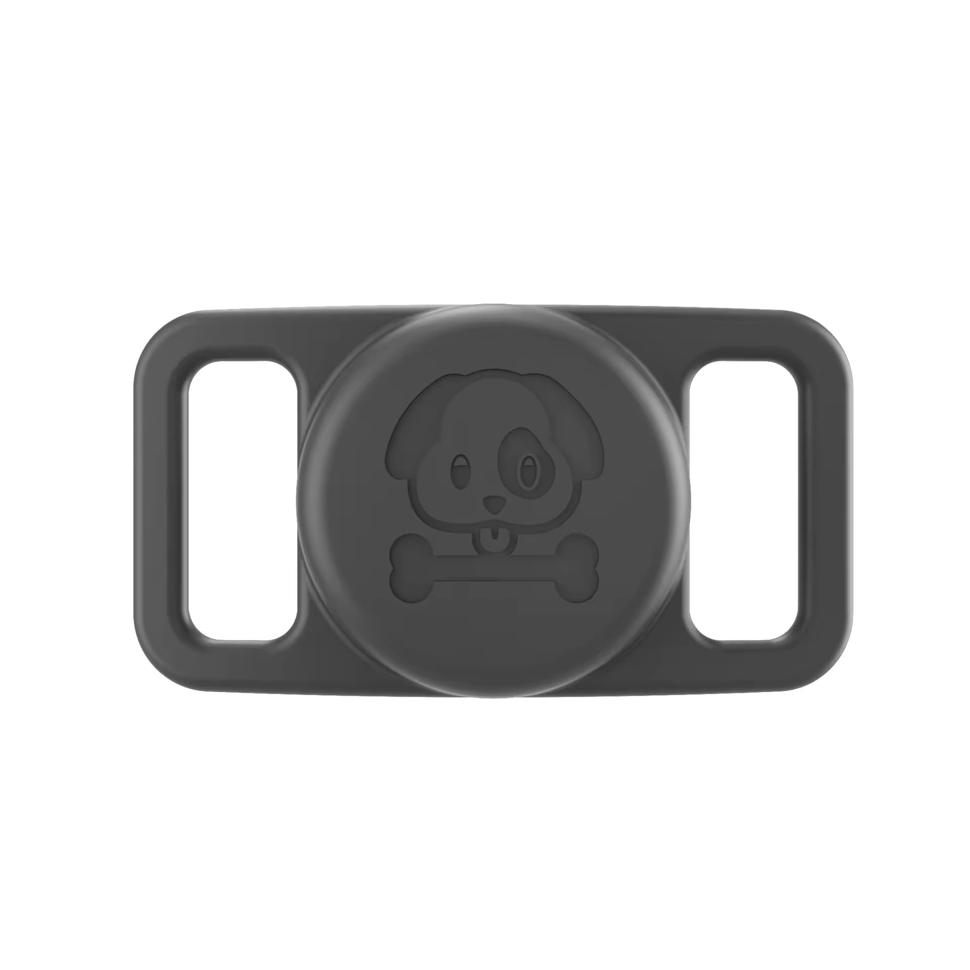 valente airtag dog collar holder (silicone) secure pet tracker case | fits most collars | anti-rattle protector for dogs & cats (dark grey)