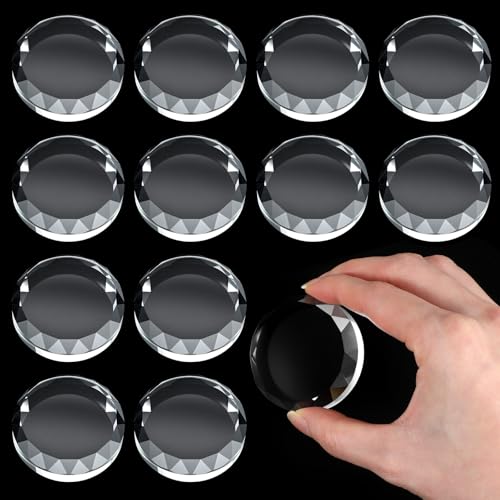 12 Pack Crystal Glass Pattern Weights for Sewing - Fabric Weights for Precision Dressmaking, Pattern Cutting & Crafting, Shatter-Resistant Sewing Accessories (2 Inch)