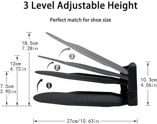 Vista 5 de Organizador de ranuras para zapatos, apiladores de zapatos ahorradores de espacio, zapatos ajustables de doble capa, ocupa menos espacio y organiza