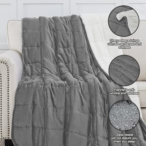 Image of yescool Weighted Blanket for Adults (15 lbs, 48 inch x 72 inch, Light Gray) Heavy Blanket for Sleeping Perfect for 140-160 lbs, Twin Size Breathable Blanket with Premium Glass Bead, Machine Washable