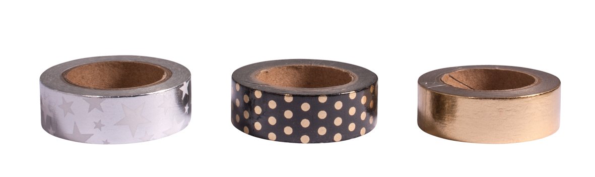 Rayher Set Washi Tape foils black/gold/silver